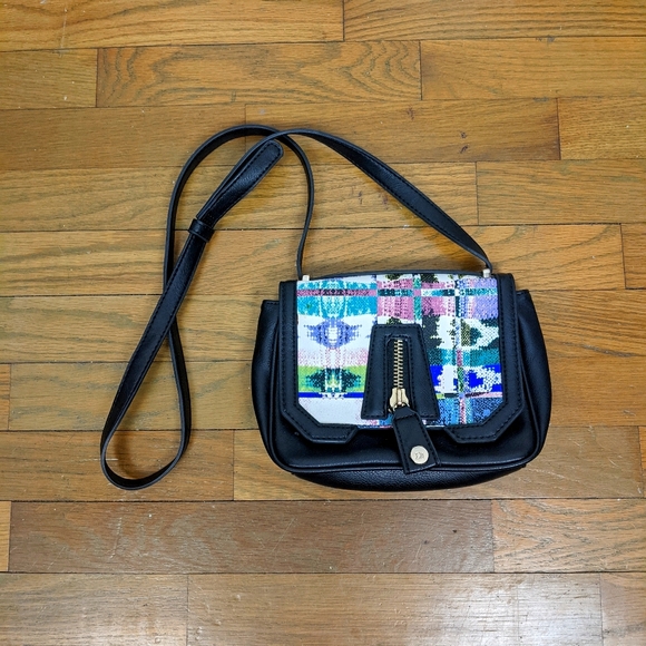 Danielle Nicole Black Crossbody Colorful Design - Picture 1 of 7